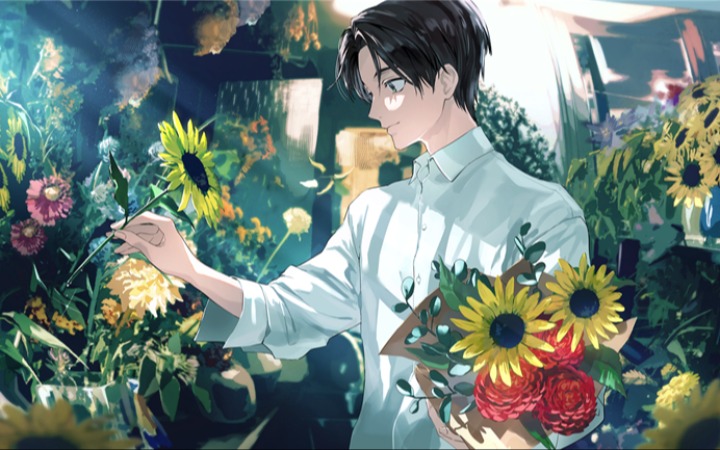 P站美图推荐——花与男子特辑